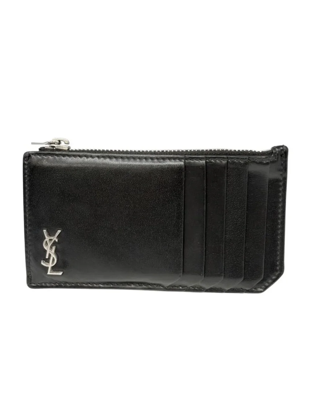 Saint Laurent Paris Fragment Case Cassandra Coin Purse Card Leather Black YSL